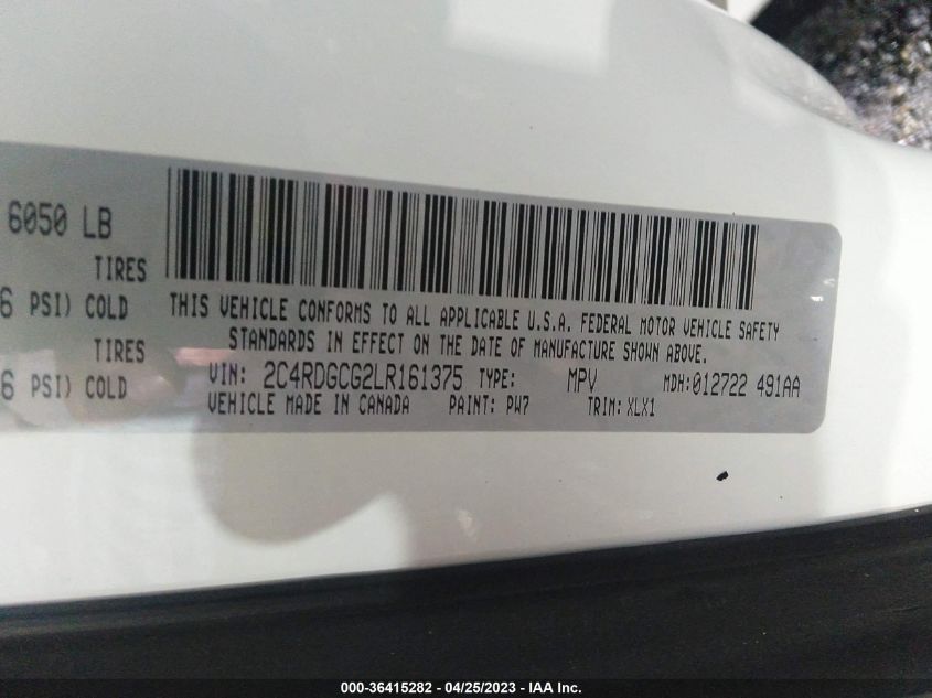 2020 DODGE GRAND CARAVAN SXT - 2C4RDGCG2LR161375
