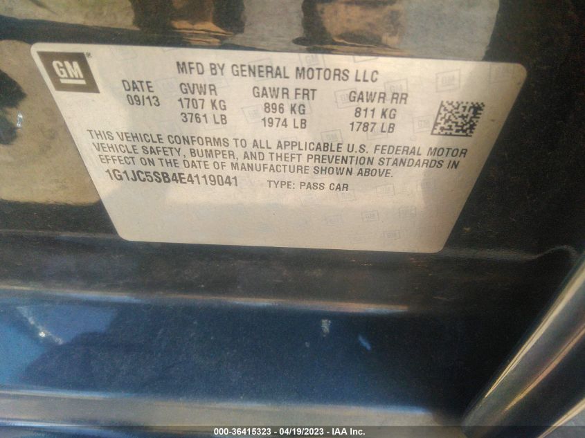 2014 CHEVROLET SONIC LT - 1G1JC5SB4E4119041