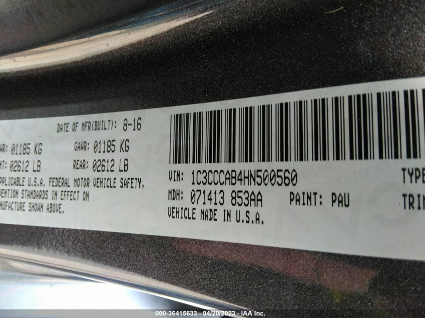 2017 CHRYSLER 200 LIMITED PLATINUM - 1C3CCCAB4HN500560