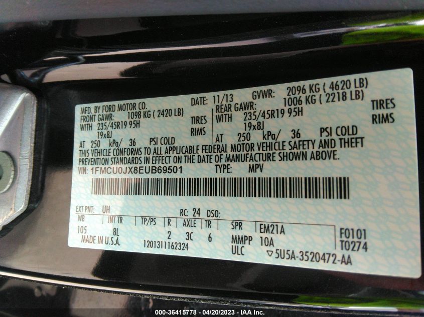 2014 FORD ESCAPE TITANIUM 1FMCU0JX8EUB69501