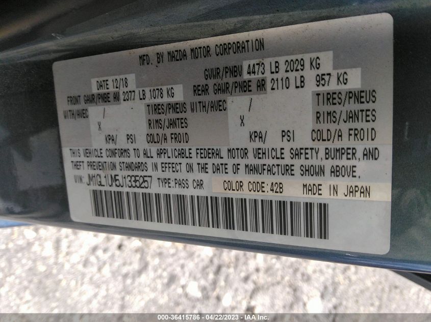 2018 MAZDA MAZDA6 SPORT - JM1GL1UM5J1335257