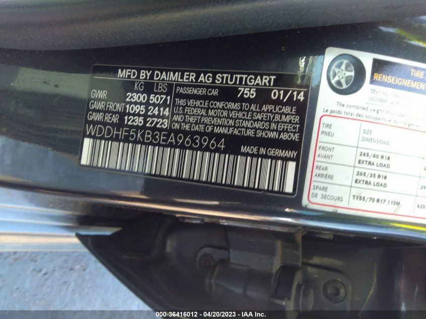 2014 MERCEDES-BENZ E 350 WDDHF5KB3EA963964