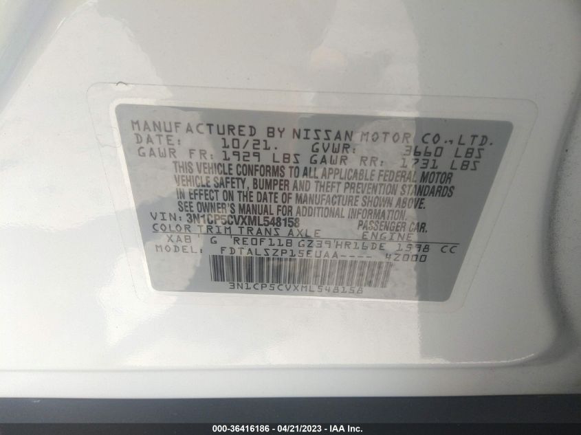 2021 NISSAN KICKS SV - 3N1CP5CVXML548158