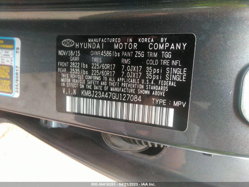 2016 HYUNDAI TUCSON SE - KM8J23A47GU127084