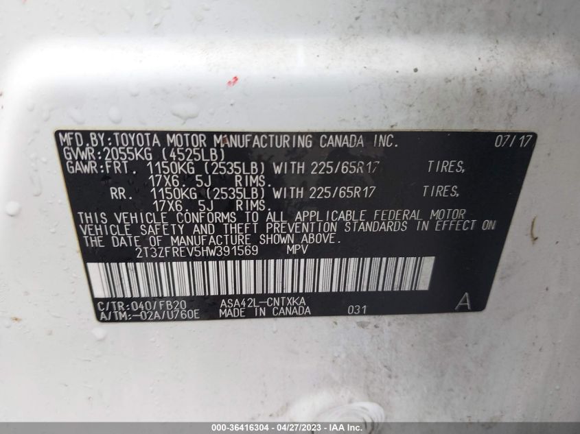 2017 TOYOTA RAV4 LE - 2T3ZFREV5HW391569
