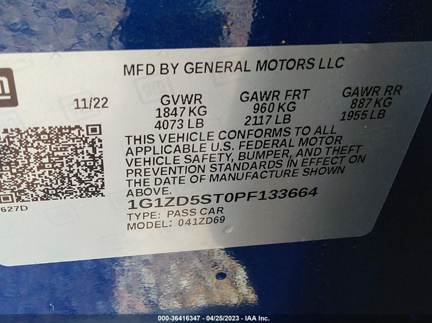 2023 CHEVROLET MALIBU LT - 1G1ZD5ST0PF133664