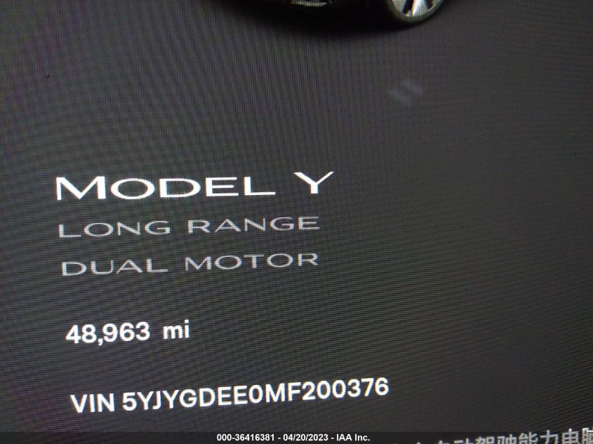 2021 TESLA MODEL Y LONG RANGE - 5YJYGDEE0MF200376