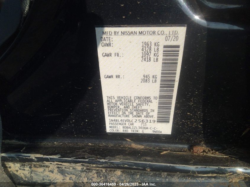 2020 NISSAN ALTIMA 2.5 SL - 1N4BL4EV0LC256319