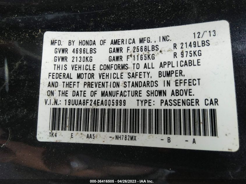 2014 ACURA TL - 19UUA8F24EA005999