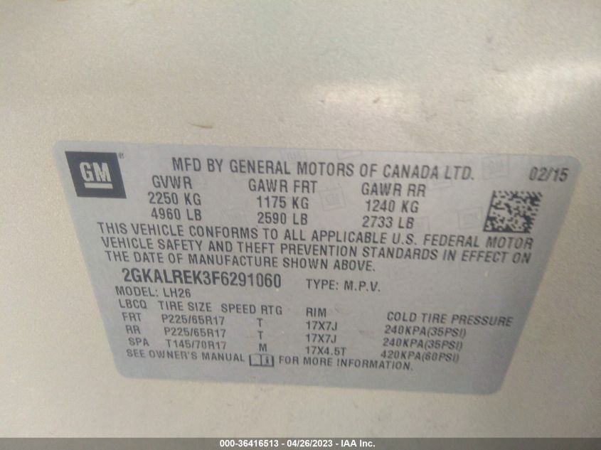 2015 GMC TERRAIN SLE - 2GKALREK3F6291060