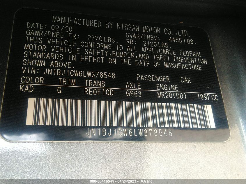 2020 NISSAN ROGUE SPORT SL - JN1BJ1CW6LW378548