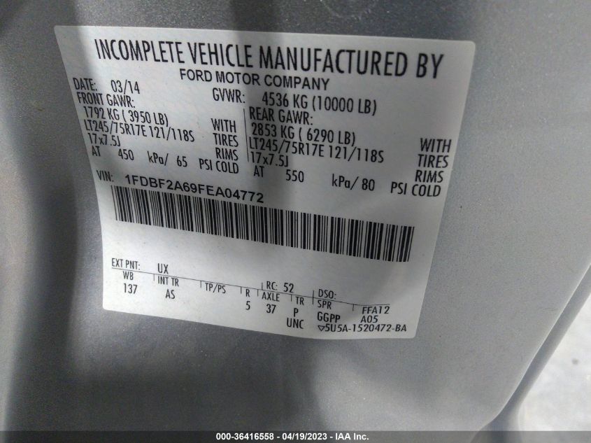2015 FORD SUPER DUTY F-250 SRW XL/XLT - 1FDBF2A69FEA04772
