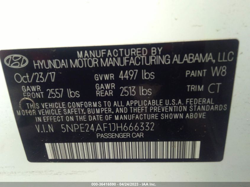 2018 HYUNDAI SONATA SE - 5NPE24AF1JH666332