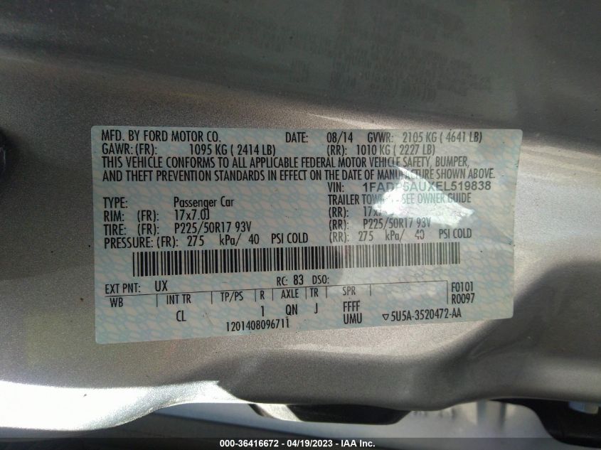2014 FORD C-MAX HYBRID SE - 1FADP5AUXEL519838