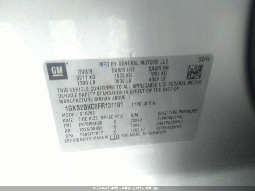 2015 GMC YUKON SLT - 1GKS2BKC8FR131191
