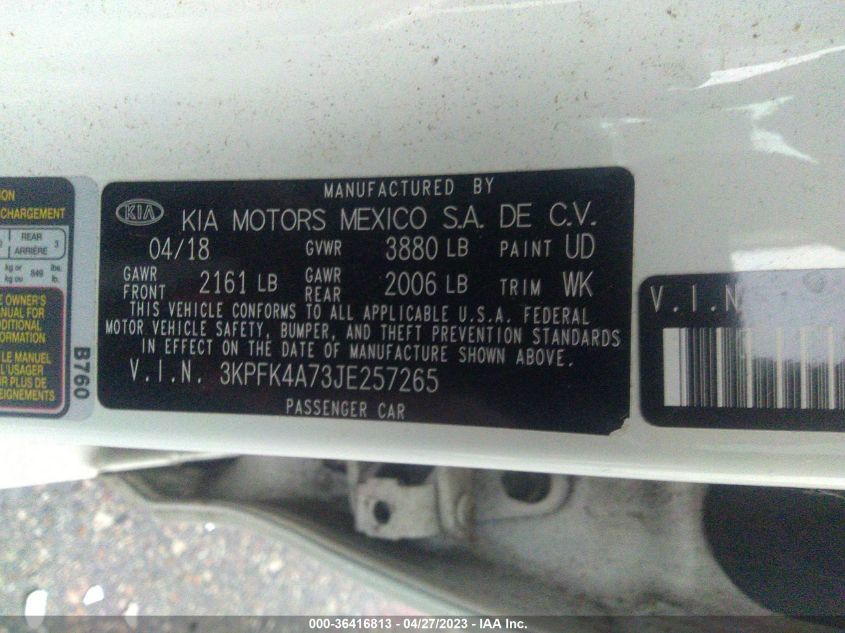 2018 KIA FORTE LX - 3KPFK4A73JE257265
