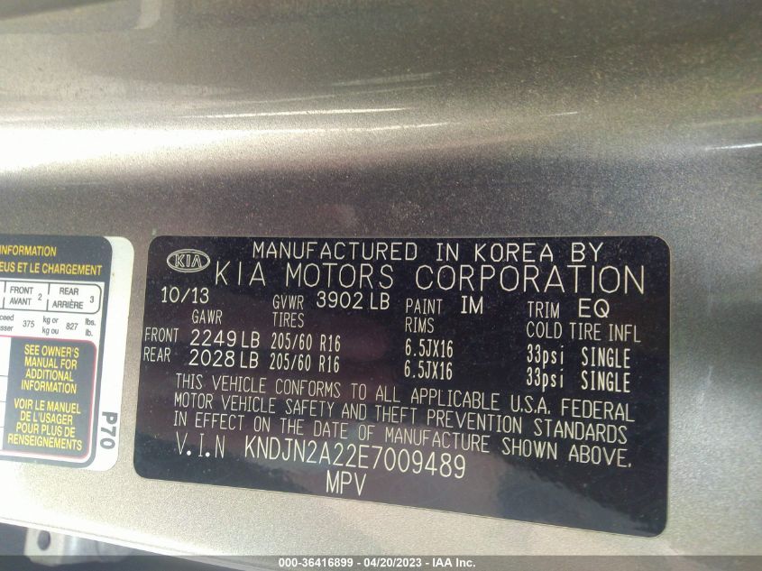 2014 KIA SOUL BASE - KNDJN2A22E7009489