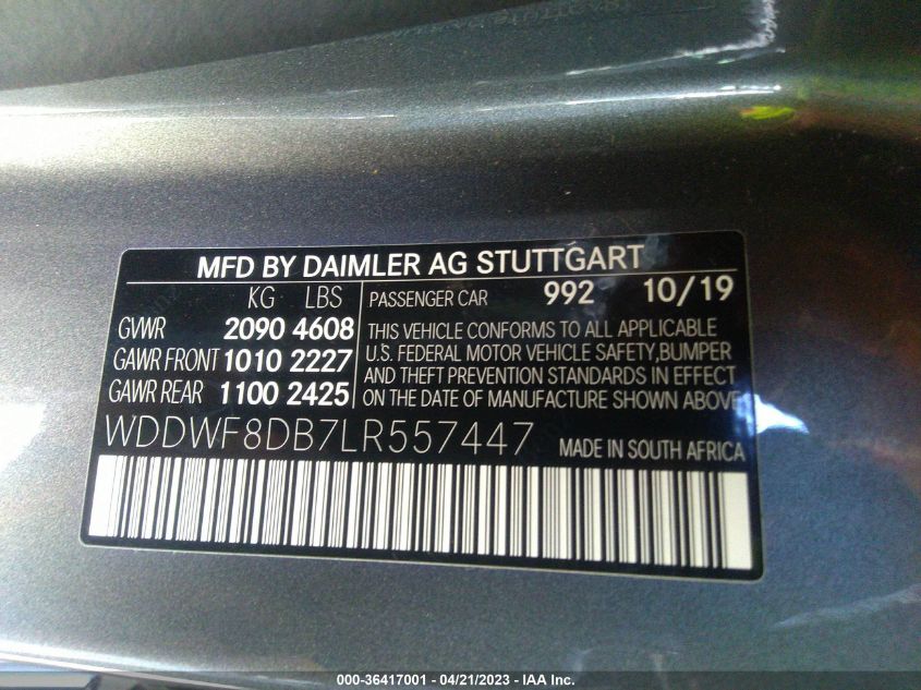 2020 MERCEDES-BENZ C-CLASS C 300 - WDDWF8DB7LR557447