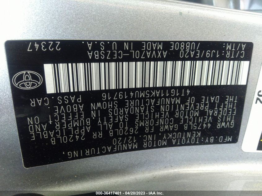 2021 TOYOTA CAMRY SE - 4T1G11AK5MU419716