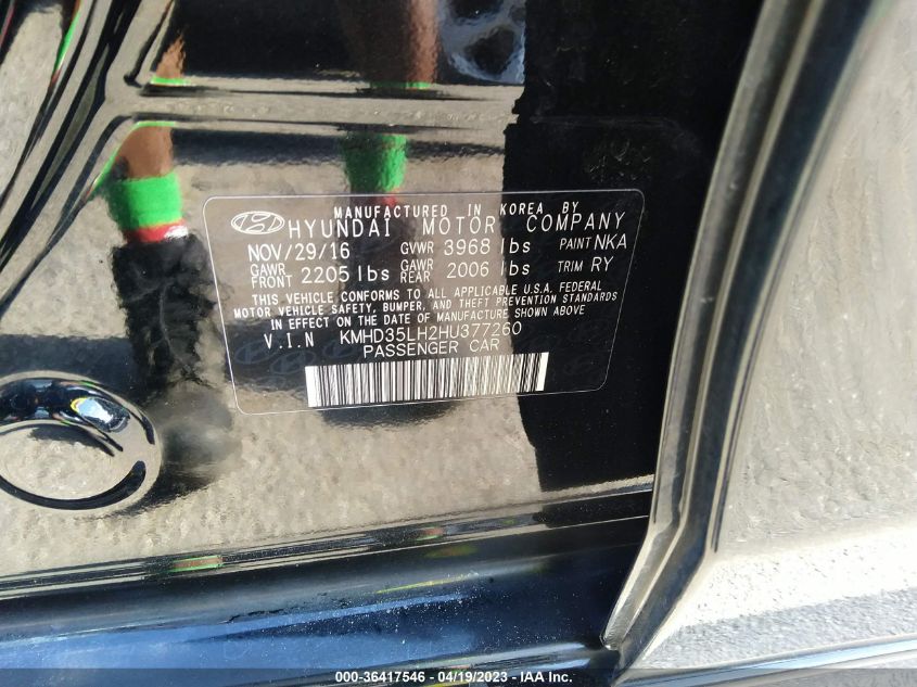 2017 HYUNDAI ELANTRA GT KMHD35LH2HU377260