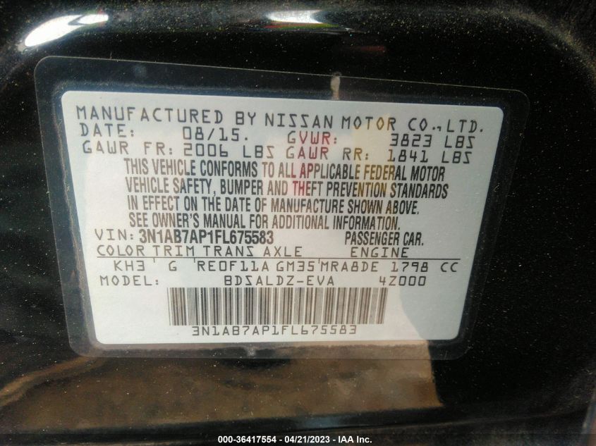 2015 NISSAN SENTRA SV - 3N1AB7AP1FL675583