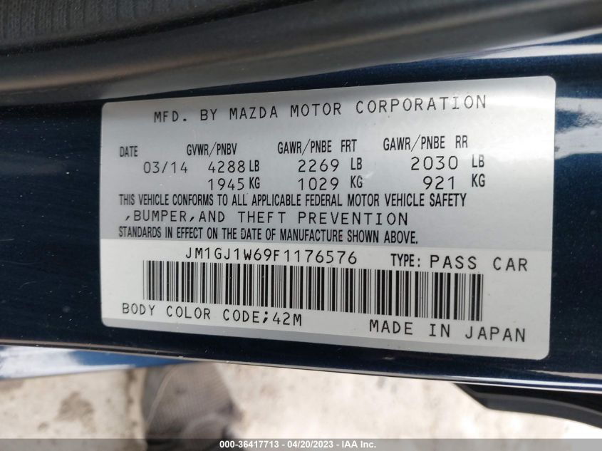 2015 MAZDA MAZDA6 I GRAND TOURING - JM1GJ1W69F1176576