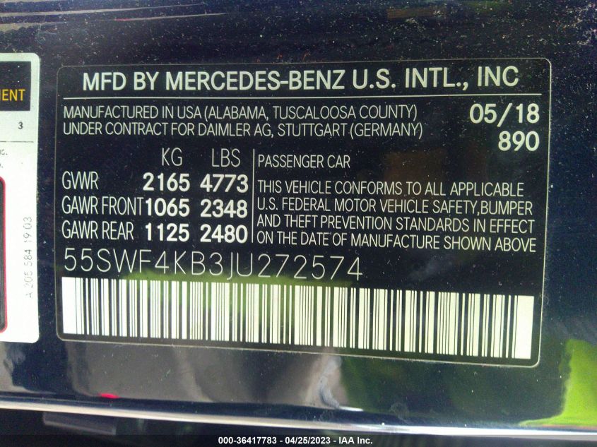 2018 MERCEDES-BENZ C-CLASS C 300 - 55SWF4KB3JU272574