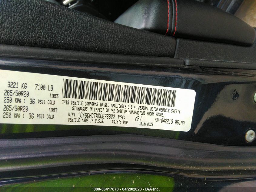 2013 DODGE DURANGO R/T - 1C4SDHCTXDC673822