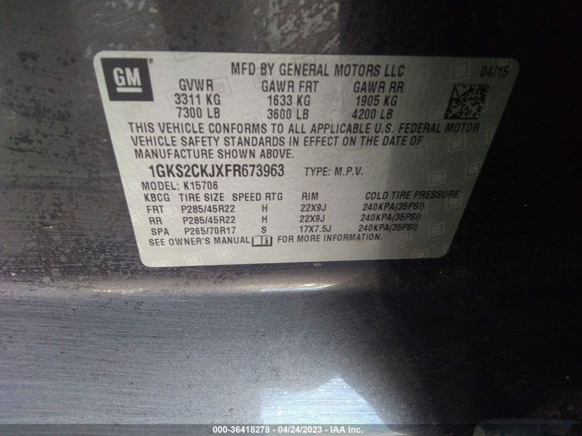 2015 GMC YUKON DENALI - 1GKS2CKJXFR673963