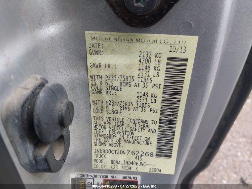 2013 NISSAN FRONTIER S - 1N6BD0CT2DN762268