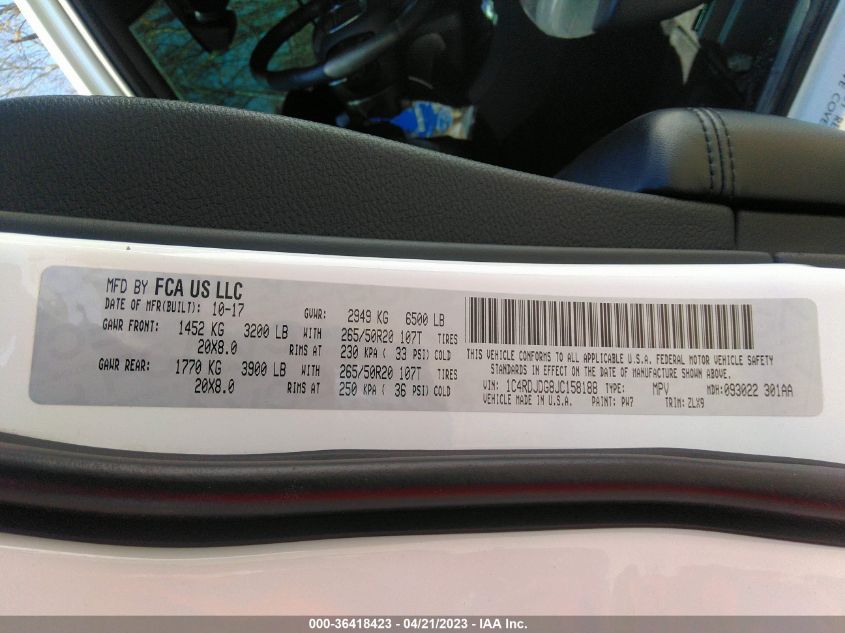 2018 DODGE DURANGO GT - 1C4RDJDG8JC158188