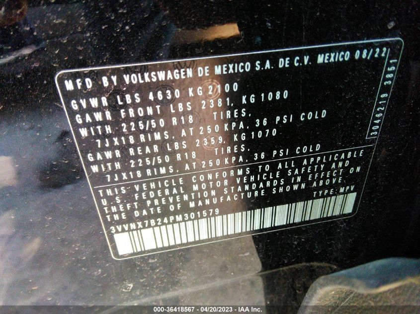 2023 VOLKSWAGEN TAOS SE - 3VVNX7B24PM301579