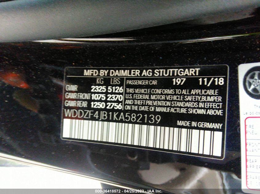 2019 MERCEDES-BENZ E-CLASS E 300 - WDDZF4JB1KA582139
