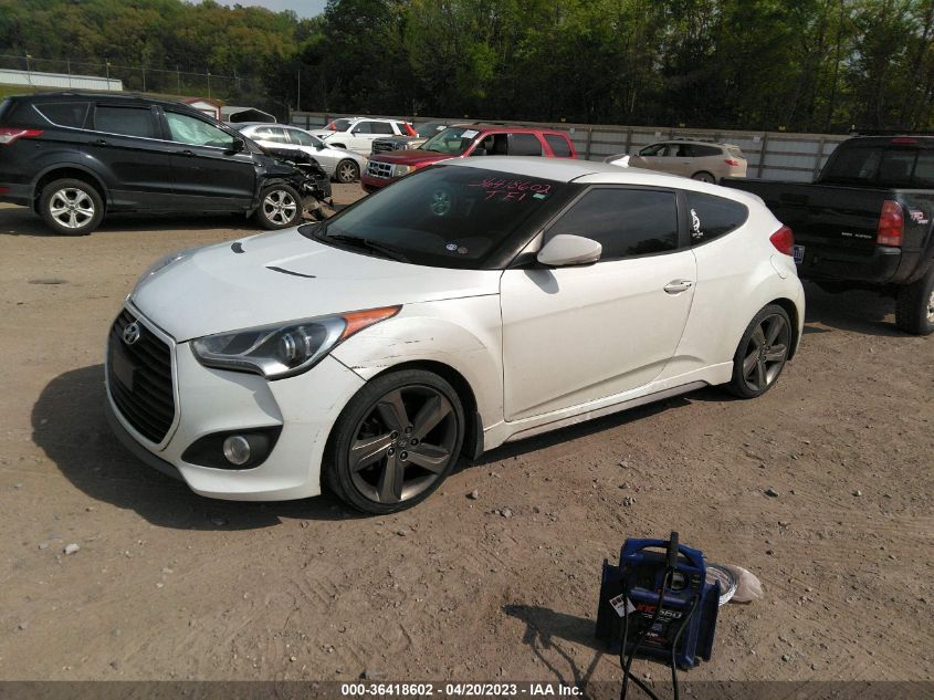 2013 HYUNDAI VELOSTER TURBO W/BLUE INT - KMHTC6AE3DU163219
