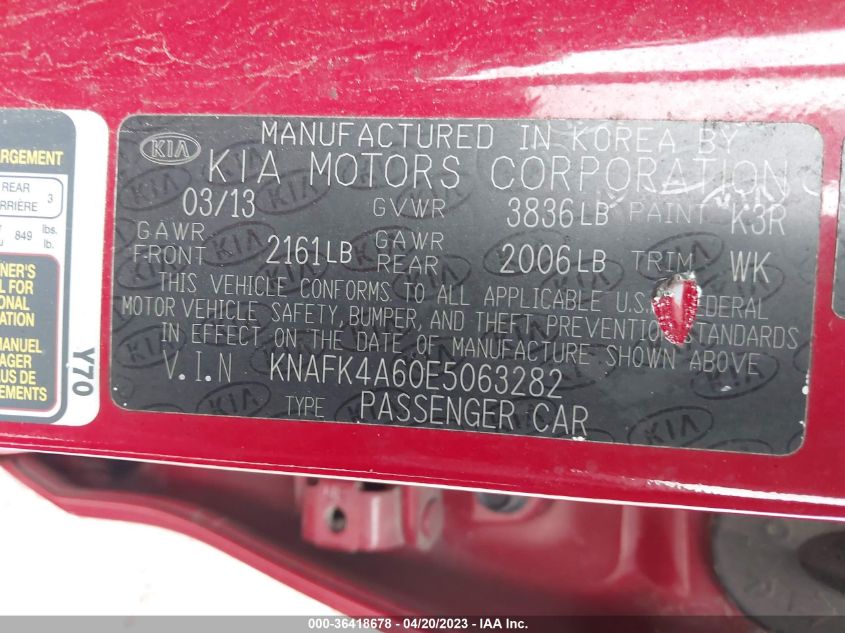 2014 KIA FORTE LX - KNAFK4A60E5063282