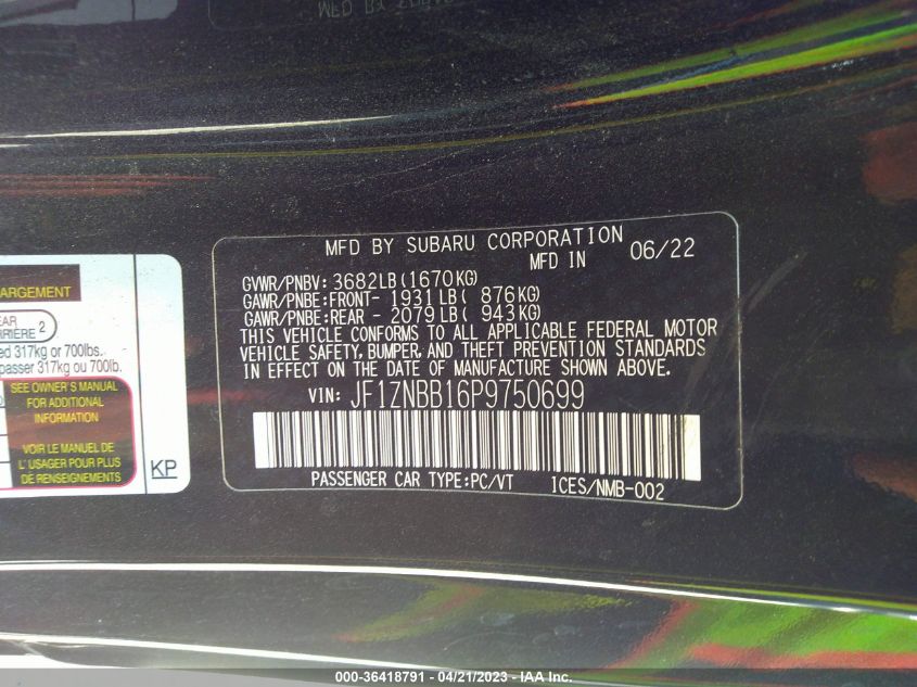 2023 TOYOTA GR86 JF1ZNBB16P9750699