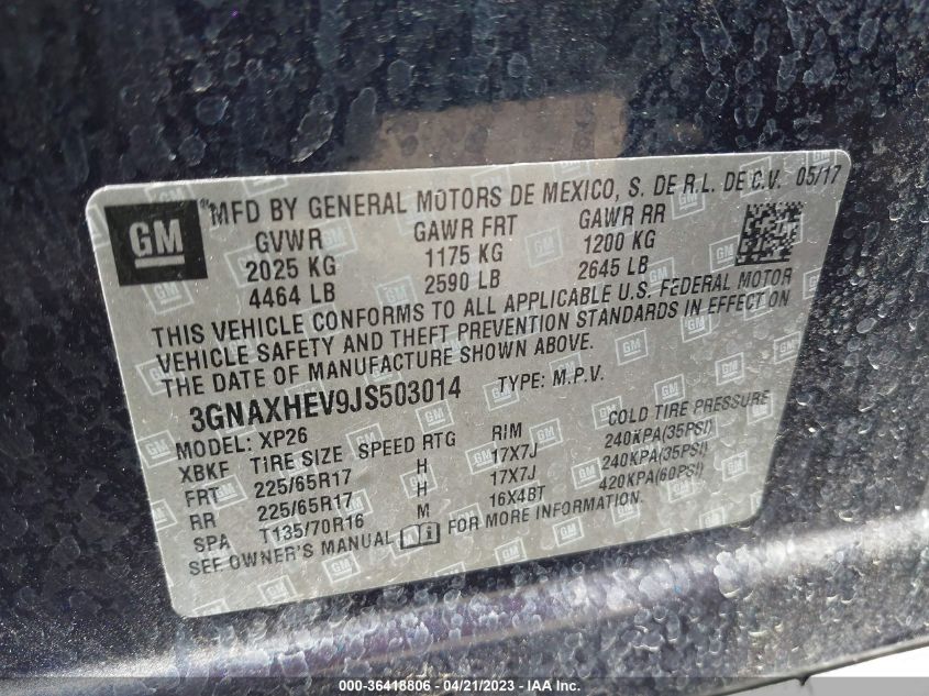 2018 CHEVROLET EQUINOX LS - 3GNAXHEV9JS503014