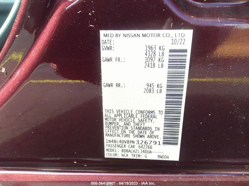 2023 NISSAN ALTIMA 2.5 SV - 1N4BL4DV8PN326791