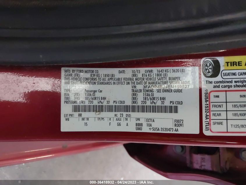 2014 FORD FIESTA SE - 3FADP4BJ4EM159527