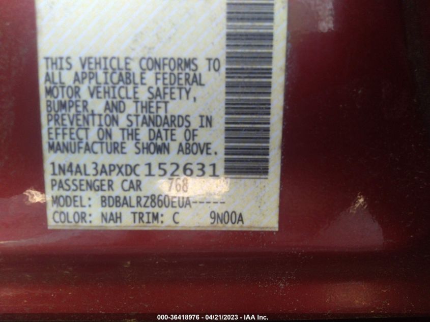 2013 NISSAN ALTIMA 2.5 S - 1N4AL3APXDC152631