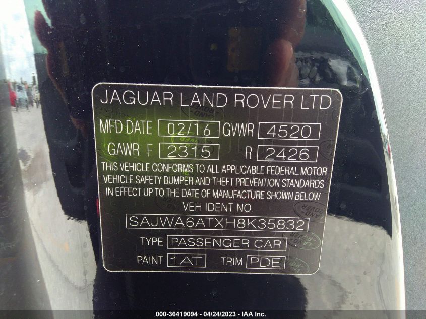 2017 JAGUAR F-TYPE SAJWA6ATXH8K35832