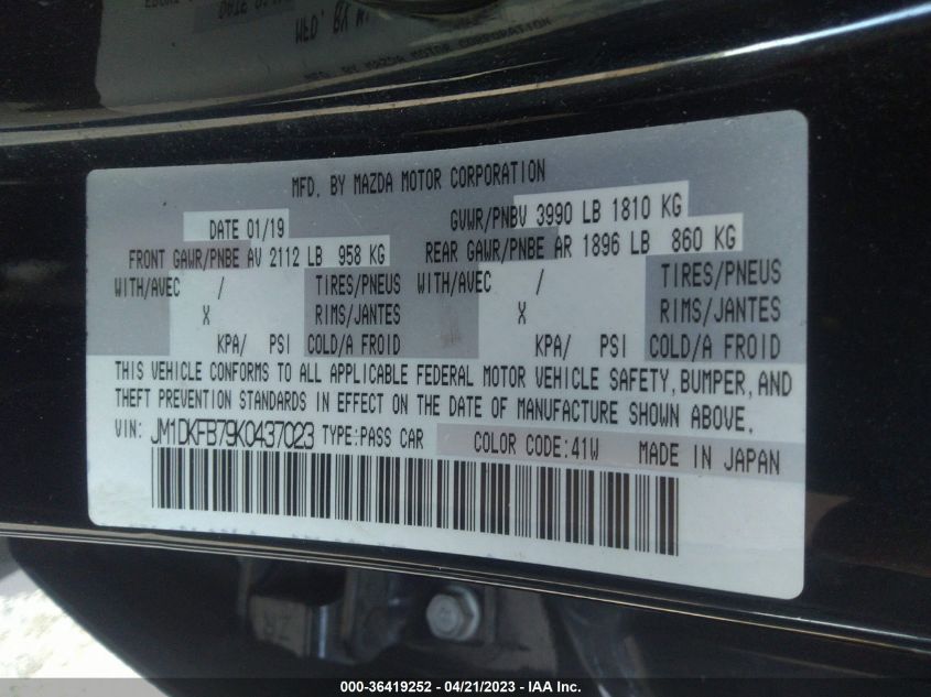 2019 MAZDA CX-3 SPORT - JM1DKFB79K0437023