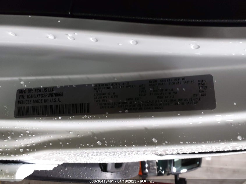 VIN 1C4HJXFG2PW670668 2023 JEEP WRANGLER RUBICON