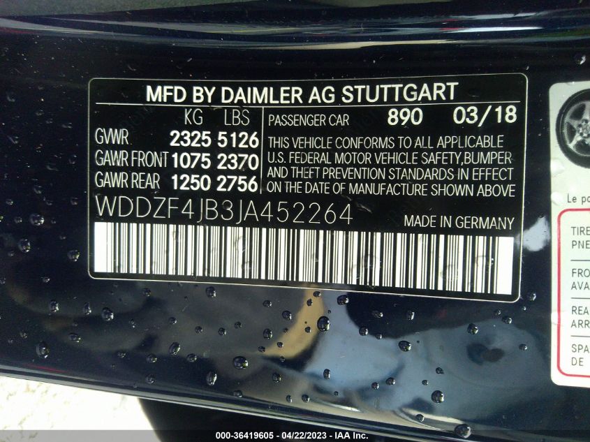 2018 MERCEDES-BENZ E-CLASS E 300 - WDDZF4JB3JA452264