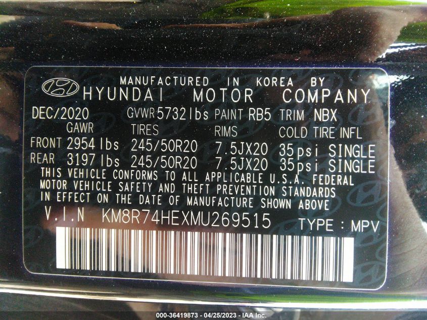 2021 HYUNDAI PALISADE CALLIGRAPHY - KM8R74HEXMU269515