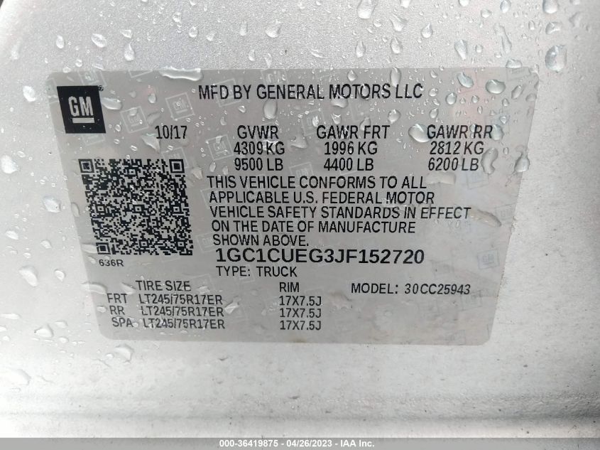 2018 CHEVROLET SILVERADO 2500HD WORK TRUCK - 1GC1CUEG3JF152720