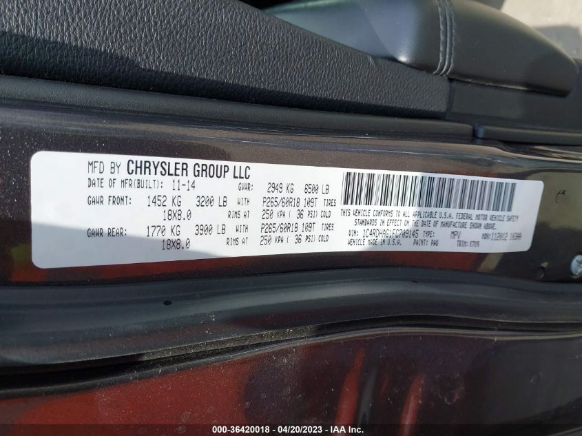 2015 DODGE DURANGO SXT - 1C4RDHAG1FC709145