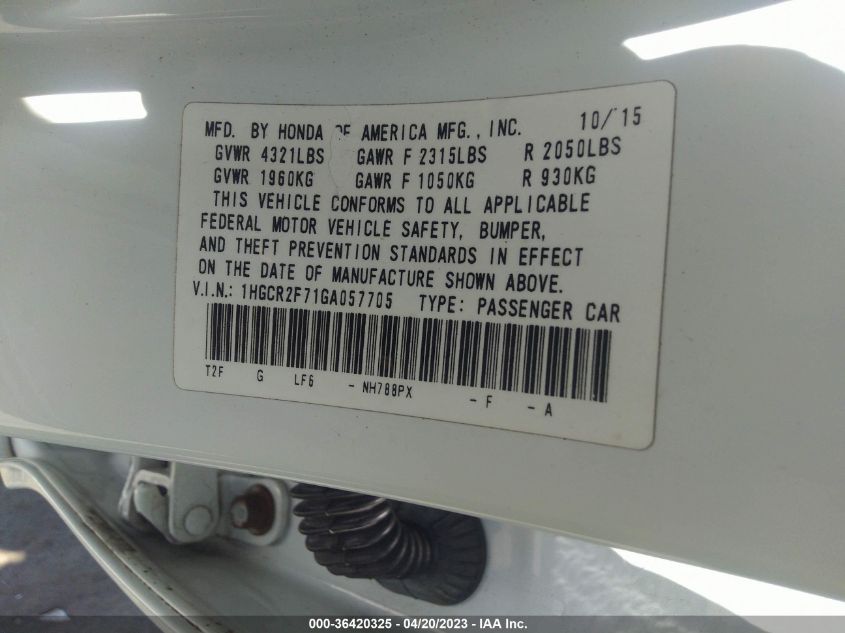 2016 HONDA ACCORD SEDAN EX - 1HGCR2F71GA057705