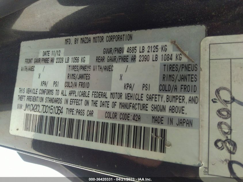 2013 MAZDA MAZDA5 TOURING - JM1CW2CL7D0151064