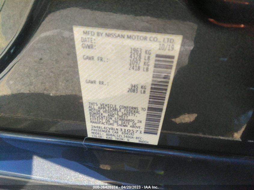 2020 NISSAN ALTIMA 2.5 SR - 1N4BL4CV8LN310571